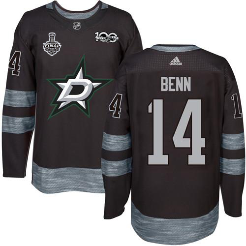 Men Adidas Dallas Stars 14 Jamie Benn Black 1917-2017 100th Anniversary 2020 Stanley Cup Final Stitched NHL Jersey